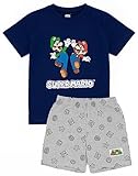 SUPER MARIO Nintendo Pyjamas Jungen Kinder Luigi Blau oder Rot Kurze...