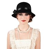 PARTY DISCOUNT Hut Charleston Lady, schwarz mit Hutband und Satinblume