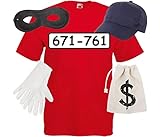 Alsino Panzerknacker T-Shirt inkl. Zubehör Geldbeutel Banditen Maske...
