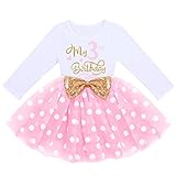 FYMNSI Kleinkinder Mädchen Mein 3. Geburtstag Kleid Baumwolle Langarm...
