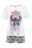 Disney Stitch Schlafanzug Damen, T-Shirt und Shorts Set 2-Teilig für...