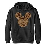 Disney Jungen Classic Mickey Cheetah Mouse Hoodie, Schwarz, S
