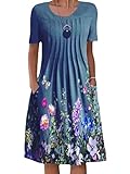 Onsoyours Damen Freizeitkleid Sommer Casual Kurzarm Rundhals Kleid...