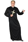 Foxxeo Priester Kostüm für Herren Robe mit Kragen in Größe M bis...