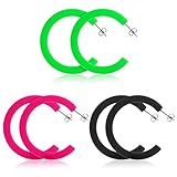 3 Paar Neon Ohrringe Anhänger 80er Vintage Creolen Schwarz Ohrringe...