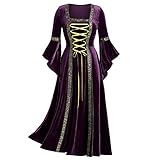 SEEGOU Damen Retro Abendkleid Patchwork Bandage Langarm Robe Böse...
