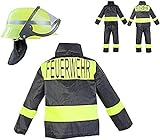 Nerd Clear Feuerwehr Kostüm Set für Kinder | 3-teilig: Helm, Jacke,...