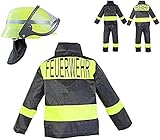 Nerd Clear Feuerwehr Kostüm Set für Kinder | 3-teilig: Helm, Jacke,...