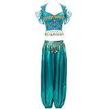YEAJION Damen Prinzessin Jasmin Kostüm mit Zubehör Prinzessin...