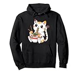 Lustige Japanische Anime Katze Ramen Nudeln Manga Kawaii Pullover...