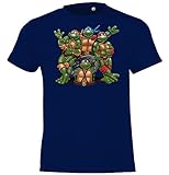 Kinder Jungen Mädchen T-Shirt Modell Turtles - Navyblau 96/104 (4...