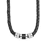 s.Oliver Halsband Edelstahl Leder Herren Halsschmuck, 45+3 cm,...