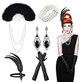 LOMUG 20er Jahre Kostüm Damen, 7PCS 1920er Jahre Zubehör, Gatsby...