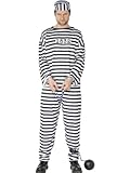 Smiffys 96318L , Herren Sträfling Kostüm, Hemd, Hose und Mütze,...