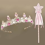 EQLEF Prinzessin Tiara für Mädchen, Tiara Kinder und Zauberstab Set...