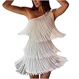 Abendkleid Flapper Kleid Ballkleid Fransen Damen V-Ausschnitt...