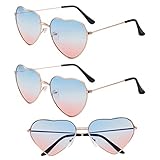 QincLing 3 Stück Herz Sonnenbrille, Fliegerbrille Pilotenbrille Damen...