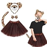 Fasching Tiger Leopard Kostüm Set Tier Kostüm mit Faschingskleid...