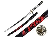 Katana ROTER Drache Schwert echt Samurai Schwert aus Stahl mit Einer...