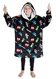 Minecraft Decke mit Ärmel Kinder, Kinder Hoodie Decke mit Creeper und...