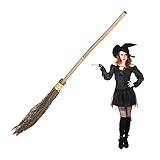 Relaxdays 10023850 Hexenbesen, Reisigbesen mit Bambus-Stiel,...