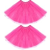 2er Pack Damen Teen Erwachsene 80er Jahre Tutu Rock (Rosenrot, 3...