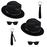 Spassprofi 2 Blues Brothers Sets Hut, Brille und 2 Schlipse Kostüm...