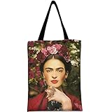 CFPLZFY Für Frida Kahlo Damen-Einkaufstasche aus beflocktem Stoff mit...