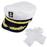 PERFETSELL Kapitänsmütze Verstellbare Marine Mütze Weiß Kapitän...