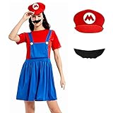 Vesvmi Mario Kostüm für Mädchen Erwachsene, Mario Kostüm mit...
