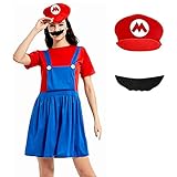 Vesvmi Mario Kostüm für Mädchen Erwachsene, Mario Kostüm mit...
