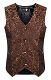 Ro Rox Herren Steampunk Gothic Formelle Brokat Weste - Braun...