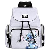 Stitch Disney Grey Melange Rucksack mit Taschen 25x19x20 cm