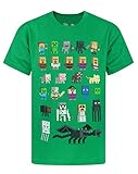 Minecraft T-Shirt Jungen Kinder Sprites Grüne Charaktere Kurzarm...