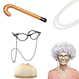 Finrezio 6 Teiliges Oma Perücke Kostüm Accessoire Set...