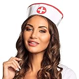 Boland 01380 - Haube Krankenschwester, für Erwachsene, Weiß-Rot,...