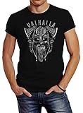 Neverless® T-Shirt Aufdruck Valhalla Wikinger Helm Viking Odin...