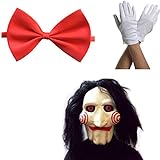 thematys Jigsaw Saw Horror Maske mit Kunsthaaren + Fliege + Handschuhe...