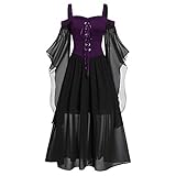 CHARMMA Gothic Halloween Kleid Kostüm Damen,Übergröße A-Linie...