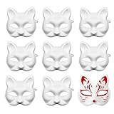 8 Stück DIY Weißes Papier Maske Handgemalte Toyvian Katzenmaske...