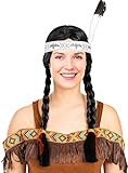 Funidelia | Indianerin Perücke mit geflochtenen Zöpfen für Damen...