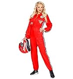 Widmann Rennfahrer Kostüm Overall Jumpsuit rot Anzug exklusiv (Damen...