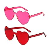 BOFUNX Randlose Herz Brille, 2 Paare Love Brille Retro Partybrille...
