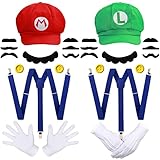 iZoeL Mario Bros Mario und Luigi Hüte Kappen Schnurrbärte Handschuhe...