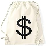 MoonWorks® Turnbeutel Dollar-Zeichen Symbol Money Bag Geldsack Natur...