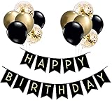 Luftballons Geburtstag Dekoration Set, Schwarz Gold Geburtstagsdeko...