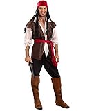 Vegaoo Seeräuber-Karneval-Kostüm für Herren braun-weiss-rot - M