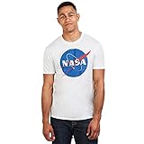 Nasa Herren Circle Logo T-Shirt, Weiß (White White), Large