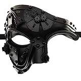 Ubauta Steampunk Metal Cyborg Venezianische Maske,schwarze Maskerade...
