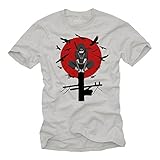 Anime T-Shirt Herren - Itachi Shinden - Naruto Nerd Geschenke Grau S